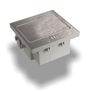 Vloerdoos 1 contacdoos SCHUKO + 1 leeg 45x45  : Klik op de afbeelding om de productdetails te bekijken