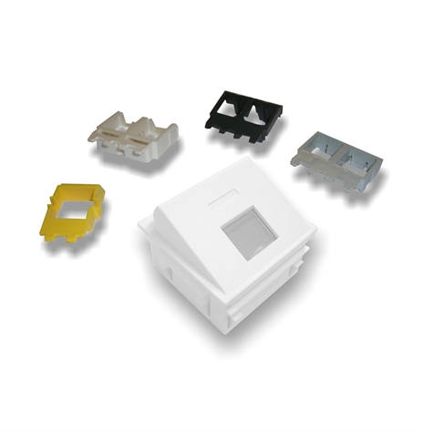 Schuine afdekplaat 45x45 voor 1 connector RJ45 
