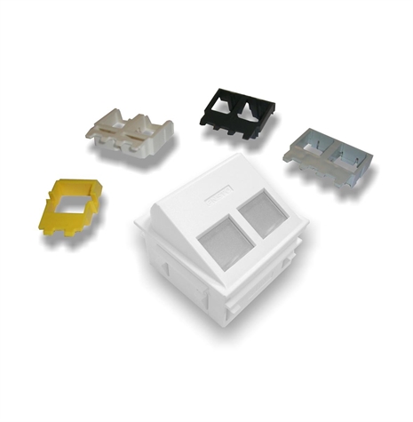 Schuine afdekplaat 45x45 voor 2 connectoren RJ45 