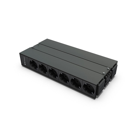 PDC 6 prises SCHUKO noires+ support pour 10 RJ45