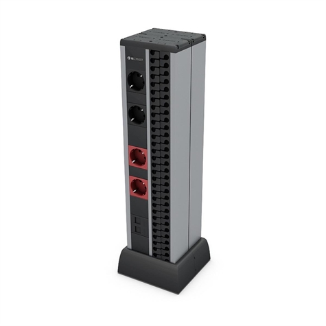 DUPLO 4 prises NF +4 rouges + support pour 4RJ45