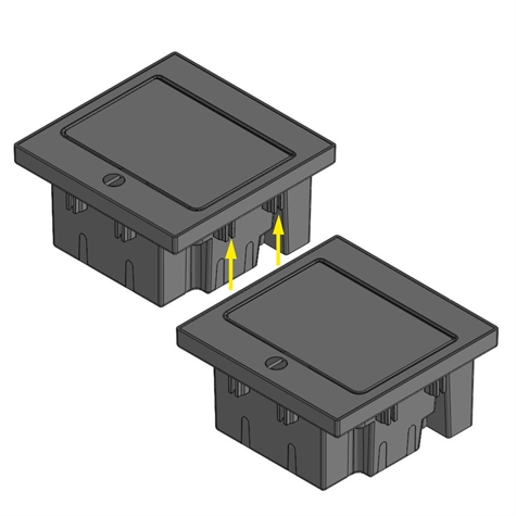 Vloerdoos 1 NF contactdoos + 1 leeg 45x45 
