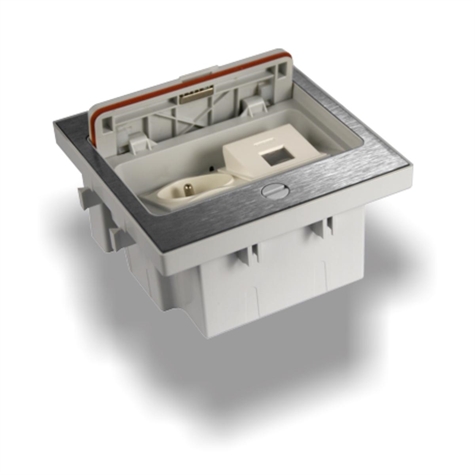 Vloerdoos 1 NF contactdoos + 1 leeg 45x45