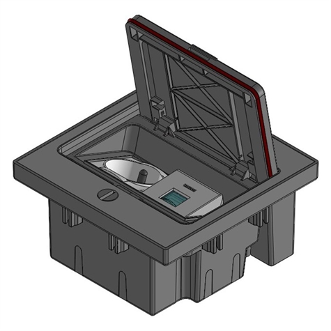 Vloerdoos 1 contactdoos SCHUKO + 1 leeg 45x45 