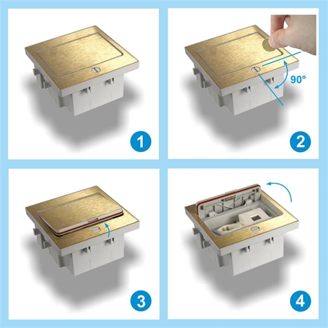 Vloerdoos 1 NF contactdoos + 1 leeg 45x45