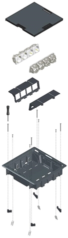 Boîte de sol à équiper pour 8 modules 45x45 mm