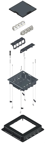 Boîte de sol à équiper pour 8 modules 45x45 mm